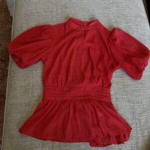 A. Calin by Flying Tomato Women’s Red Short Sleeve Peplum Blouse Size Small